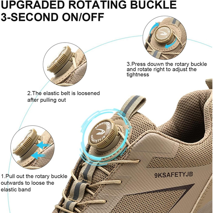 Робочі черевики чоловічі/жіночі легкі з металевим носком, дихаючі, протиковзкі, розмір 38-46 EU (Хакі, 41 EU)