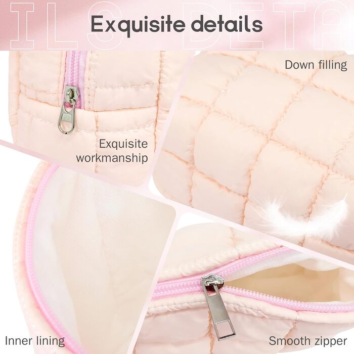 Набір косметичок для жінок: 3 шт. для макіяжу, подорожей та повсякденного використання (рожевий)