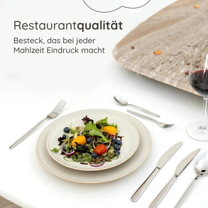 Набір столових приборів 36 предметів з нержавіючої сталі 18/0 на 6 осіб, сріблястий: ножі, виделки, ложки, ніж для стейка, виделка для торта, для повсякденного використання та прийому гостей, безпечні для посудомийної машини