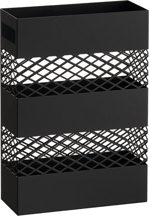 LANDVOI Metal Umbrella Stand - Rectangular, Portable, with Removable Drip Tray - Black