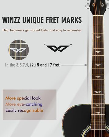Акустична гітара Winzz 4/4, для початківців, з аксесуарами, 41 дюйм