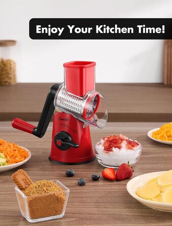 Трока для овочів та сиру з 3 наборами лез, біла (червоно-чорна, 5 лез)