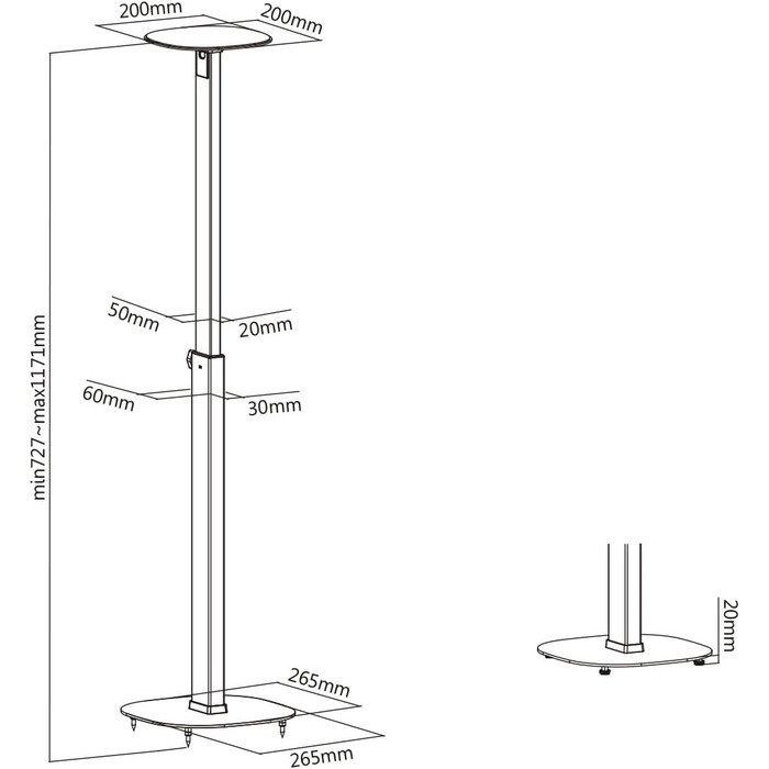 Підставка для акустики My Wall HS 23 L, висувна, для підлоги, регулювання висоти, чорний, 2 шт.