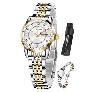 Жіночі годинники з арабськими цифрами, маленьке циферблат, Easy Read, дата, з нержавіючої сталі, водонепроникні, Reloj para Mujer (8102g)