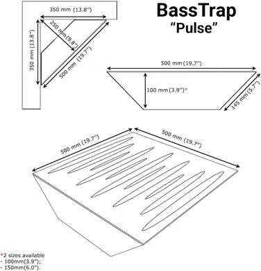 Набір акустичних басових пасток для кутів PULSE-100mm (4 шт), 50x50x10 см, колір горіх — звукопоглинаючі панелі для студії звукозапису