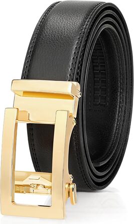 Чоловічий шкіряний ремінь JasGood з автоматичною пряжкою, регульований, без дірок, ширина 35 мм (06-чорний, 130 см, обхват талії 101-115 см)