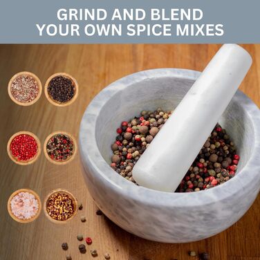 Набір для розмелювання Homiu: ступка та товкачок з натурального граніту, преміум-якість, великий діаметр 15.5 см