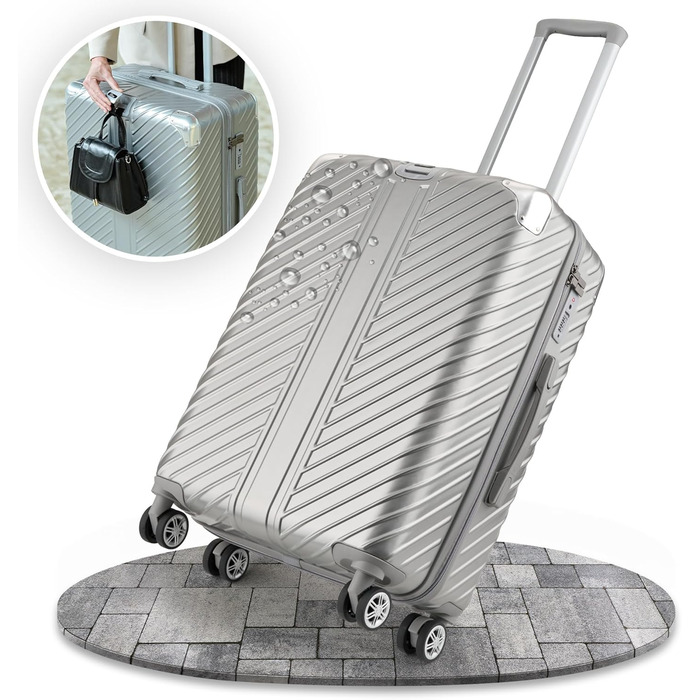 Чемодан дорожній 28 дюймів (XL) 120L, срібний, з роликами, захистом кутів та відділенням для ноутбука (75x50x33)