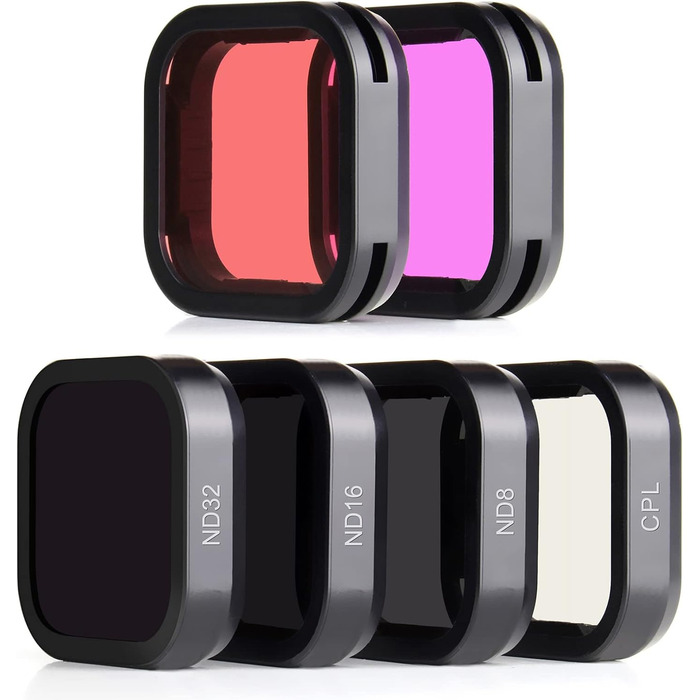 Фільтри SOONSUN CPL, ND8, ND16, ND32 для GoPro Hero 12, 11, 10, 9 - Набір нейтральних фільтрів та поляризатора, захист об'єктива, 4 шт.