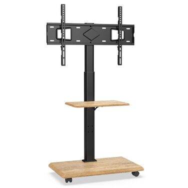 Підставка для телевізора Delphos Mobiler TV Stand - роликова, з дерев'яною основою, для телевізорів 32-70 дюймів, до 45 кг, регульована висота до 130 см, поворотна ±25°, VESA 600x400 (вишня)