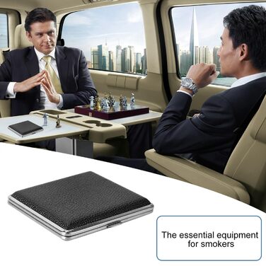 Чохол для сигарет на 20 сигарет, чорний, з кліп-застібкою, PU шкіра, 10 x 9.5 x 1.9 см