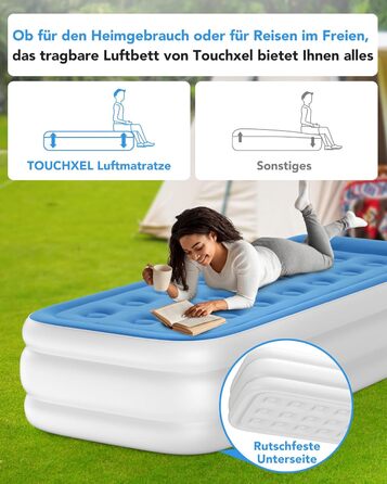 Надувний матрац односпальний з електричним насосом (Чорний)