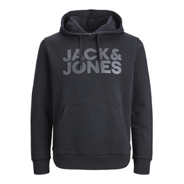 Чоловічий худі Jack & Jones Regular Fit JJEADRIAN з принтом, чорний