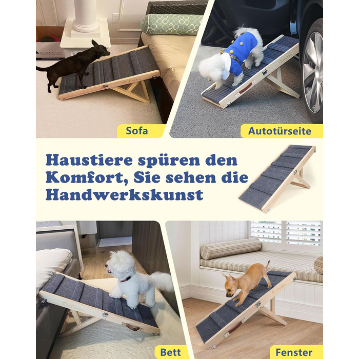 Сходинки для собак на ліжко та диван – м'які, антиковзні, складані, регульовані, портативні, до 16 кг, сірі