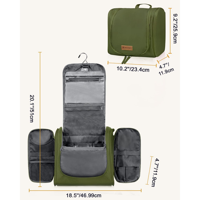 Водонепроникний дорожній органайзер для косметики та туалетних аксесуарів (зелений)