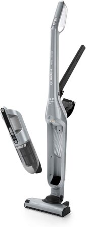 Акумуляторний пилосос Bosch Flexxo 2в1 Serie 4 BCH3P210, безмішковий, потужний, для всіх типів підлог, довга автономність, швидка зарядка, насадка для щілин, сріблястий, 21,6 В