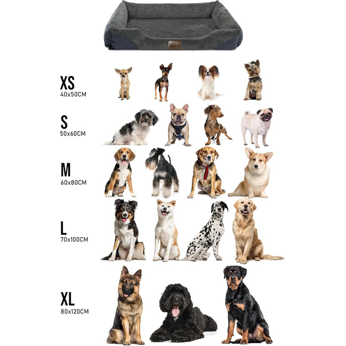 Крісло-ліжко для собак: м'яке, зручне, з високим бортиком. Розміри: 40x50, 60x80, 70x100, 80x120 см. Колір: антрацит