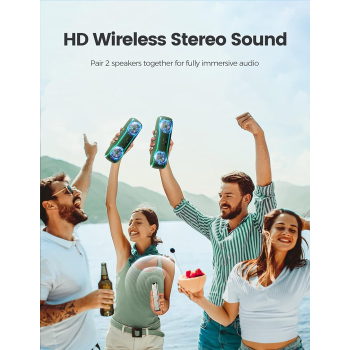 Bluetooth колонка AY IPX7 водонепроникна, з підсвіткою та мікрофоном, 24 год роботи, темно-зелена