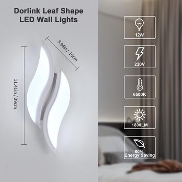 LED настінний світильник Dorlink для дому: спальня, вітальня, коридор. Сучасний дизайн Art Deco, тепле біле світло (12W)