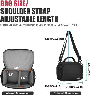 Сумка для камери CADeN: водонепроникна, для Canon, Nikon, Sony SLR/DSLR, об'єктиви та аксесуари, чорна, L