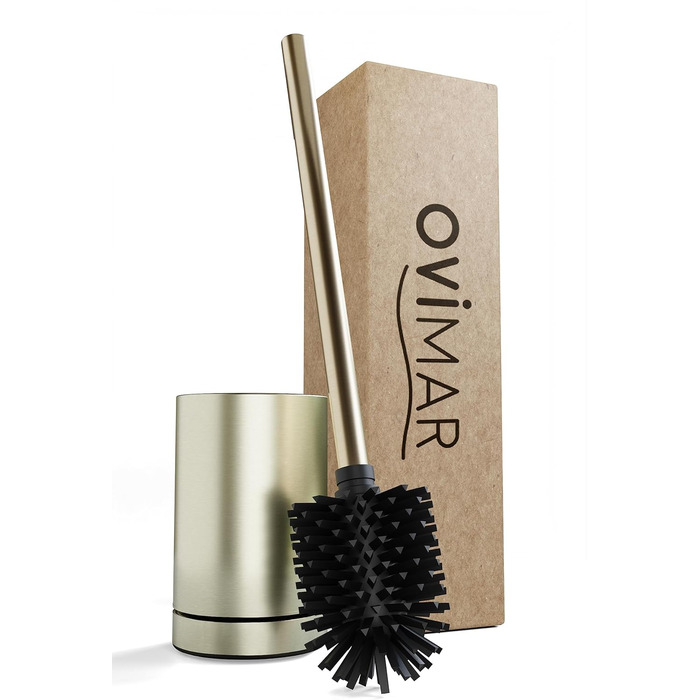 Набір для чищення унітазу з нержавіючої сталі | Силіконова щітка | З вентиляцією | Без кріплення | Замінний насадок | Знімний піддон | Унітазна щітка без монтажу (Золотий)