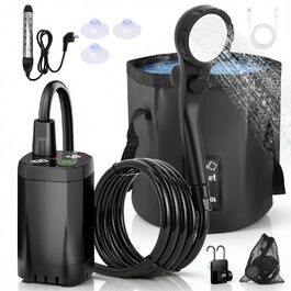 Портативний душ Campingdusche з акумулятором 6000 mAh, насосом та шлангом 200 см для кемпінгу, саду, авто, тварин, пляжу та подорожей