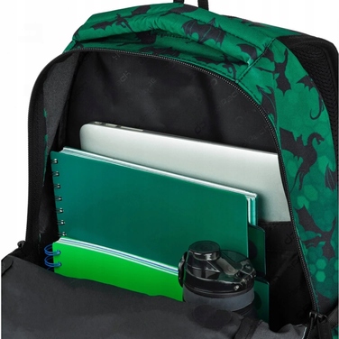 Багатовідсіковий шкільний рюкзак CoolPack, чорно-зелений, 26 л