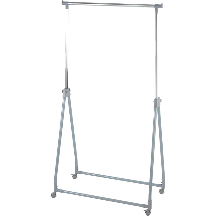 WENKO Clothes Rack Folding, Clothes Storage with Adjustable Clothes Rail and Wheels, Plastic/Metal, 88 x 100-168 x 11-49 cm, Chrome/Grey