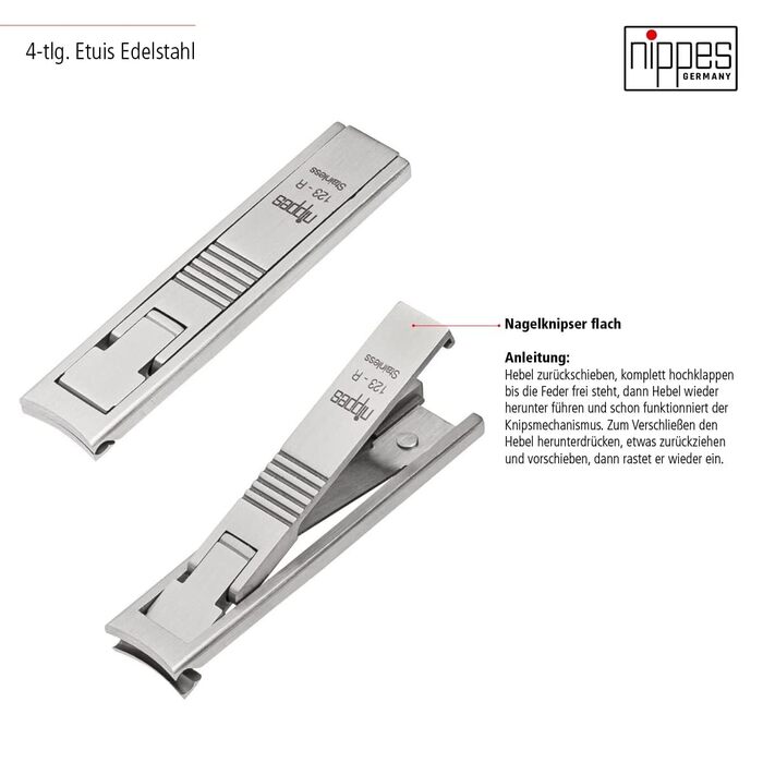 Набір для манікюру Nippes Solingen Locks, 7 шт., нержавіюча сталь, шкіряний етикет, збірний (4 шт.), Німеччина