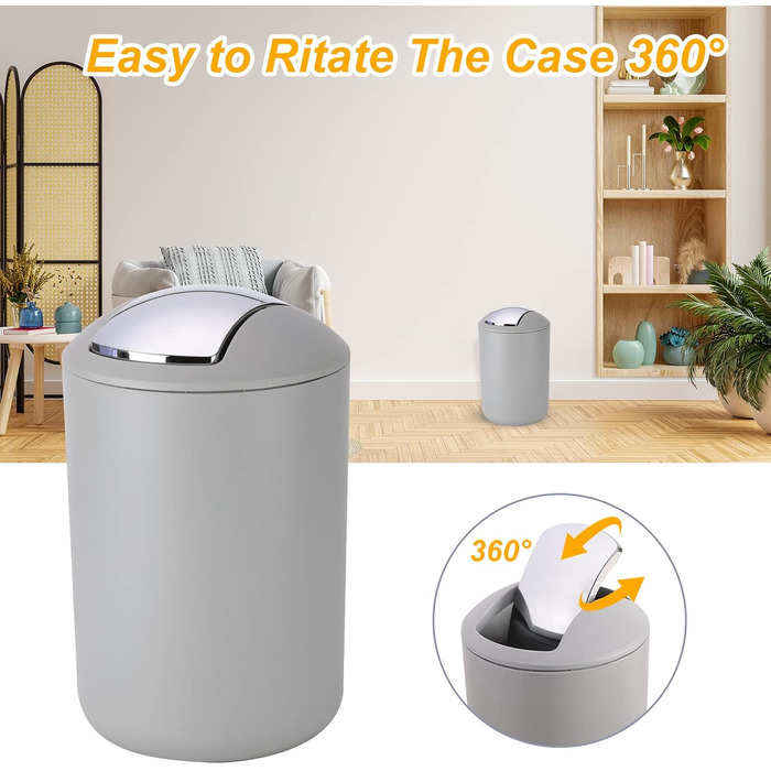 Набір аксесуарів для ванної кімнати Fixwal 8 шт. з пластику (сірий): мülleimer, тримач для зубних щіток, мильниця, диспенсер для мила, тримач для туалетного паперу, диспенсер для ватних паличок