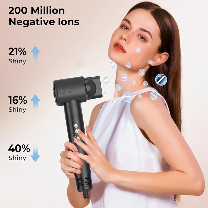 UKLISS Airstyler Pro 7-в-1: фен, стайлер, локони, випрямлення. Без екстремального нагріву, чорний/білий золотий