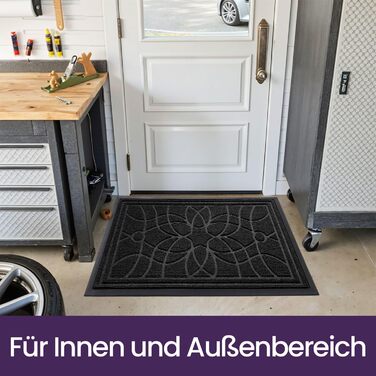 Килимок для дому та вулиці DEXI, 90 x 150 см, чорний, антиковзаючі, миється, для входу, балкону, тераси