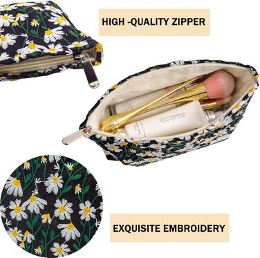 Органайзер для косметики 2 шт. для подорожей, чорний з ромашками (Daisy)