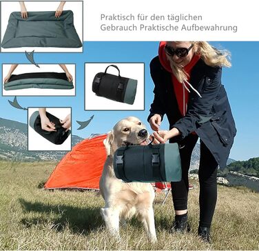 LATRAT Зворотне складне водонепроникне ліжко для собак, килимок для собак для подорожей, кемпінгу, на вулицю, з неслизьким дном, 90x60 см