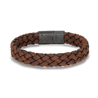Браслет чоловічий шкіряний Bleng JEWELRY & CO, преміум-якість, коричневий, 21 см з магнітною застібкою