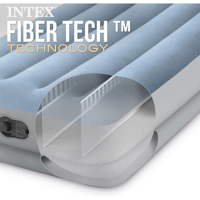 Надувне ліжко Intex Twin Dura-Beam Comfort з USB-насосом, розмір: 99 x 191 x 36 см (64157)