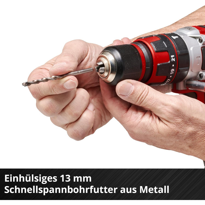 Акумуляторний дриль-шуруповерт Einhell TE-CD 18/48 Li-i Solo Power X-Change (18 В, Li-Ion, 2 швидкості, ударний режим, LED, 2x 2.0 Ah акумулятори, зарядний пристрій)