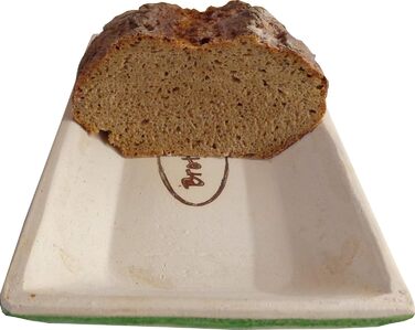Bread loaf pan ceramic, bread baking mold for 500g bread and up to 750g bread, made with clay from Germany, produced in Bavaria. Bread recipes online, bread baking mold.