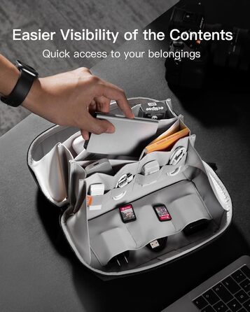 Inateck Electronics Case, Water-Resistant Accessory Bag, USB Cable Gadget Organizer Bag, Travel-Friendly