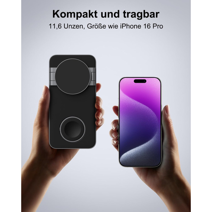 Бездротовий зарядний пристрій 3-в-1 MagSafe для iPhone, Apple Watch та AirPods Pro (Чорний)