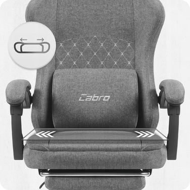 Ігрове крісло Cabro C503 сіро-чорне з підніжкою та подушками