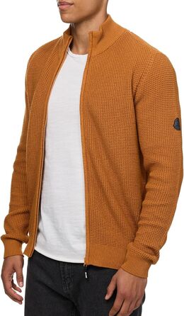 Чоловіча в'язана жилетка Indicode INayton зі стійким коміром та блискавкою | Кардіган з тонкого в'язання для чоловіків (M, Карамель)