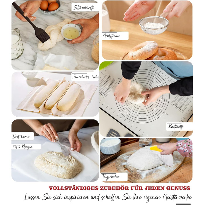 Чавунна форма для випічки хліба з кришкою та кошиком для бродіння – Dutch Oven 4.6л для хліба на заквасці – комплект для випікання, тушкування та смаження – для індукції та духовки