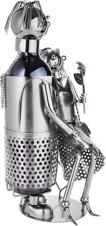 BRUBAKER Bottle Holder, Loving Couple Metal Sculpture with Gift Card