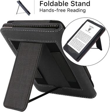 Чохол для Kindle 11-го покоління (2024/2022) WALNEW: захисна обкладинка з підставкою, двома петлями та авто-сном/пробудженням (Чорний)
