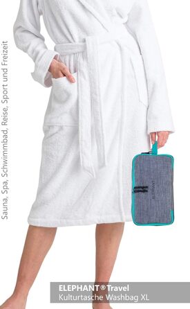 Туалетна сумка-органайзер для подорожей Elephant: велика, водонепроникна, сіро-бірюзова