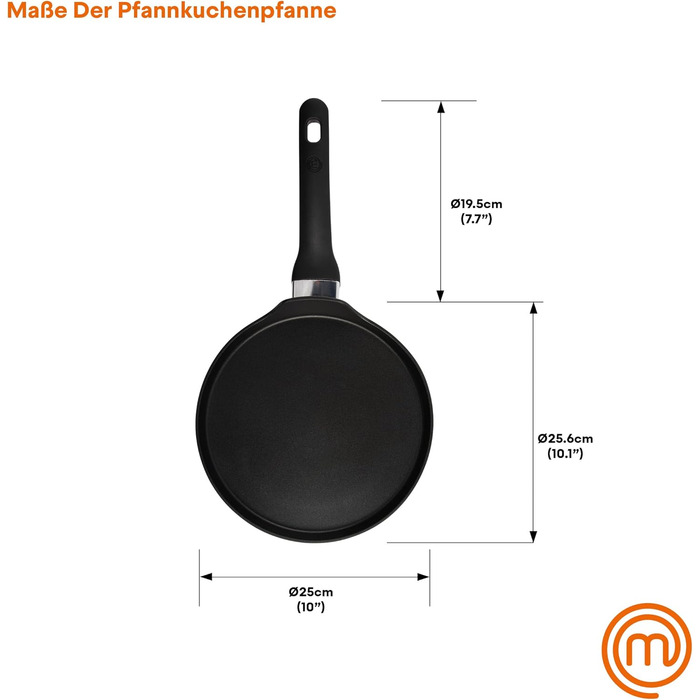 MasterChef Crepe Pan Induction, Pancake Pan for Pancakes, Roti, Omelette, Tortilla, Induction, Gas, Ceramic Hob, Non-Stick Coating Aluminum, 25cm, Extra Wide Natural Collection (Essentials Collection)