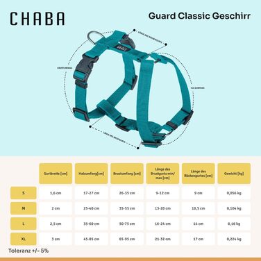 Шлейка для собак Chaba Guard середнього розміру, контрольована, протисмикова, регульована, комфортна та легка, класична Step-in, для прогулянок, розмір L, колір Морський