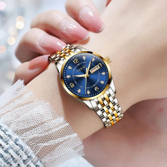 Жіночий годинник з арабськими цифрами, маленьке циферблат, Easy Read, дата, водостійкий, з нержавіючої сталі, Reloj para Mujer (8102g)