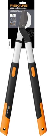 Секатор телескопічний Fiskars SmartFit L86 для свіжої деревини, антипригарне покриття, загартована сталь, довжина ручки 66-90 см, чорний/помаранчевий, 1013564
